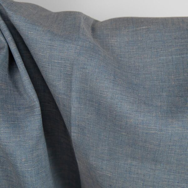 Tissu de lin mélangé bleu poussière et marron clair – Image 3