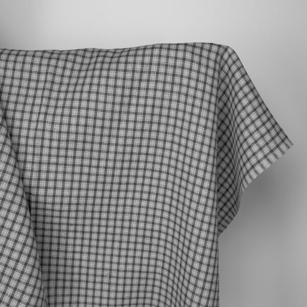 Tissu de lin à carreaux gris clair et gris foncé