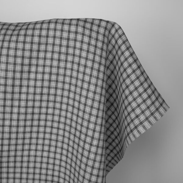 Tissu de lin à carreaux gris clair et gris foncé – Image 2