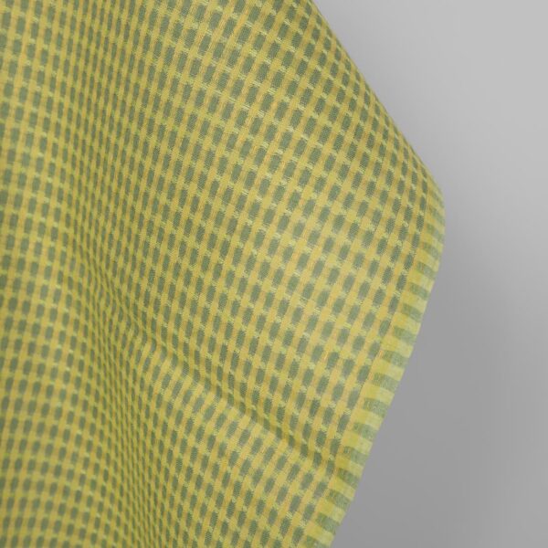 Tissu de lin jaune et vert à motifs structurels – Image 2