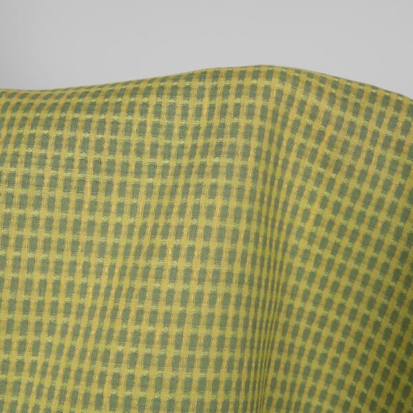Tissu de lin jaune et vert à motifs structurels – Image 3
