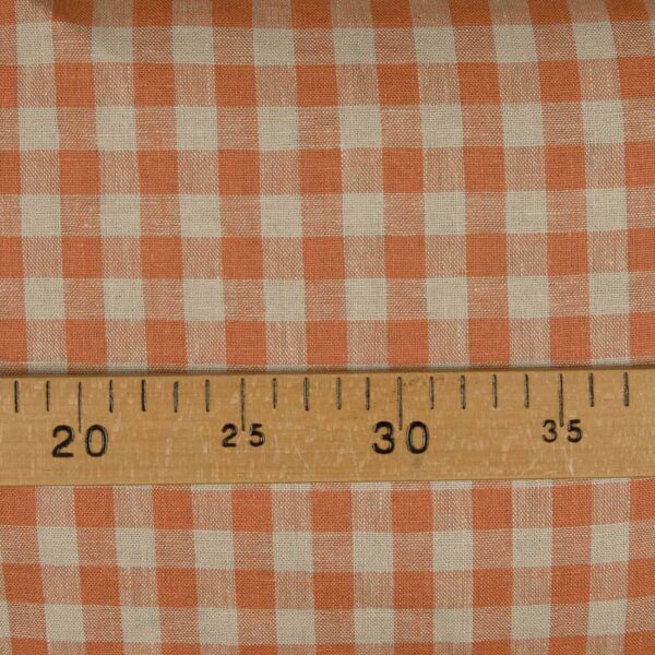 Tissu de lin à carreaux orange et beige – Image 2