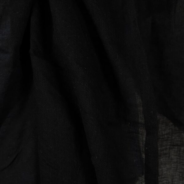 Transparent black linen fabric washed close up detail