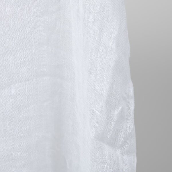 Bright white transparent linen fabric washed edge