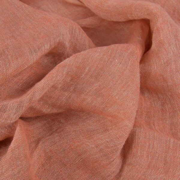 Tissu de lin gauzy rose poudré lavé