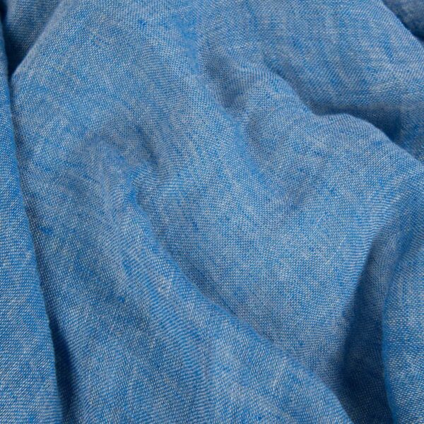 Tissu de lin gris bleu gauzy lavé