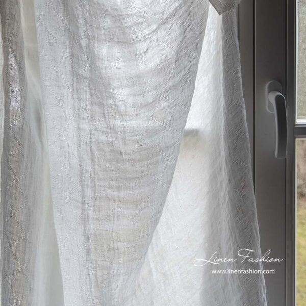 Tissu de lin blanc cassé avec diamants ajourés lavés – Image 6