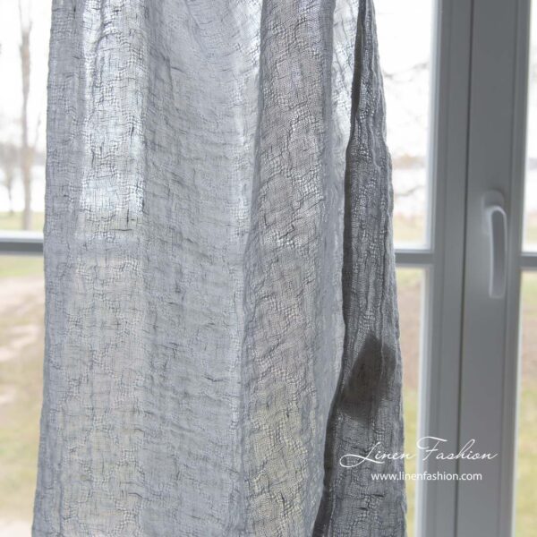 Tissu de lin transparent gris clair lavé – Image 4