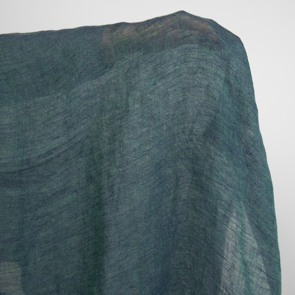 Tissu de lin gauze lavé bleu vert 2 linen gauze blue green fabric washed