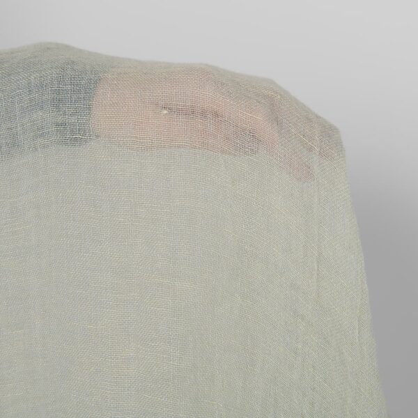 Washed linen fabric greenish grey melange, transparent