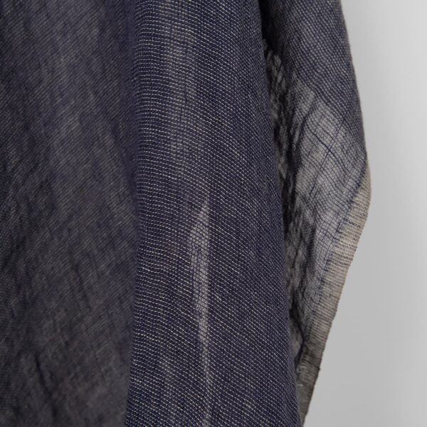 Washed linen fabric dark blue and green transparent, for clothes, curtains