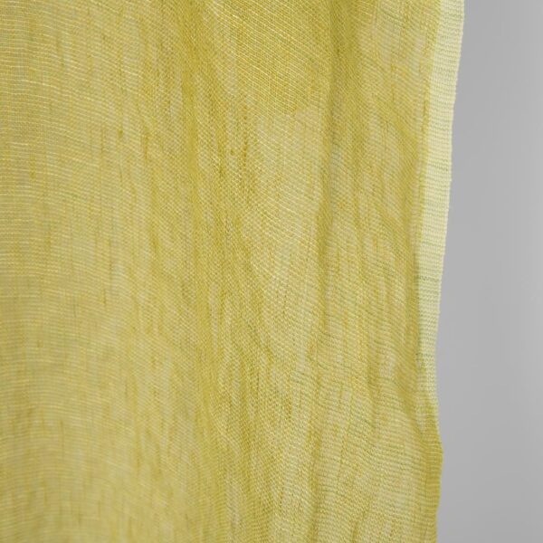 Washed linen fabric yellow green transparent, 100% linen