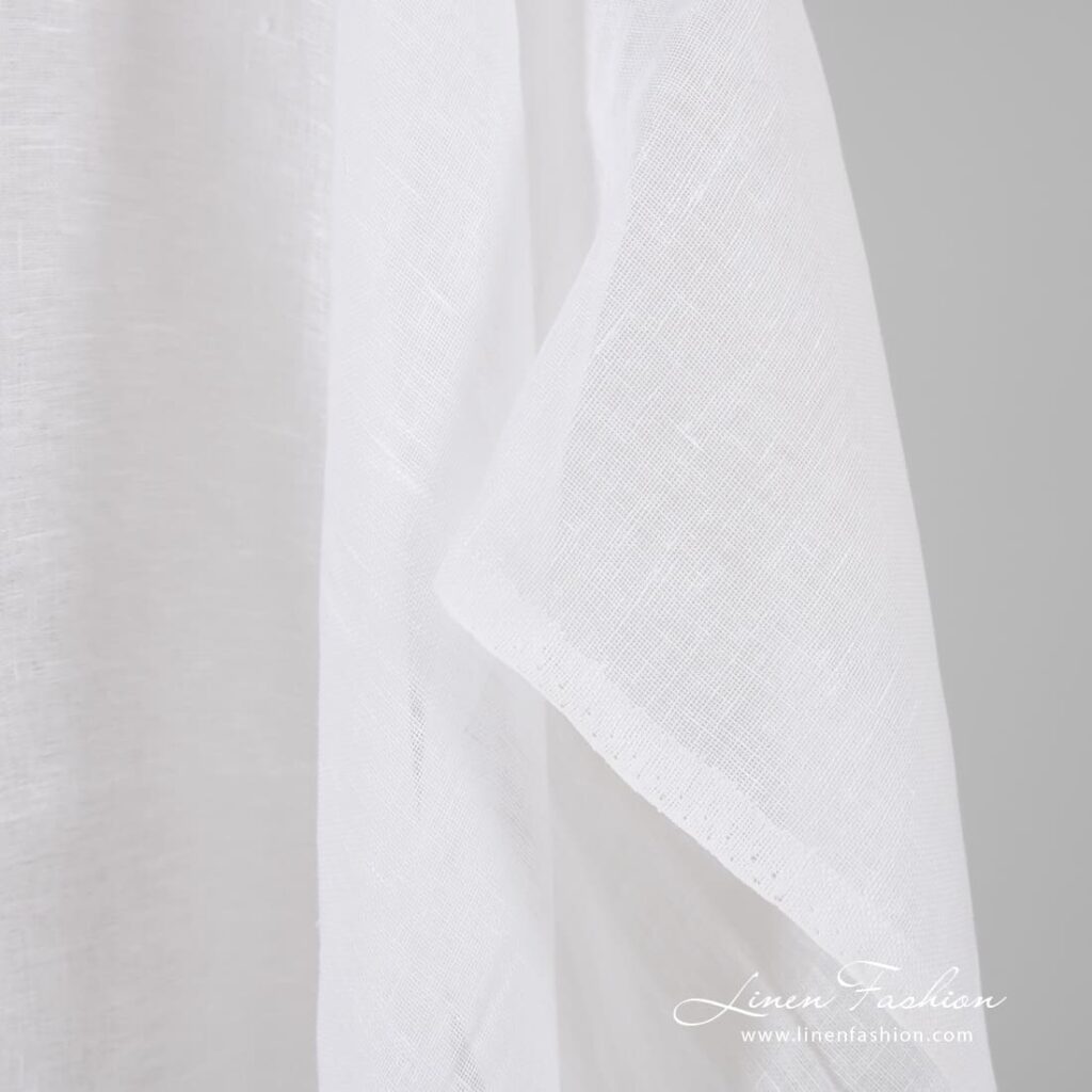 Tissu de lin uni transparent blanc optique 3 Optical white transparent linen fabric