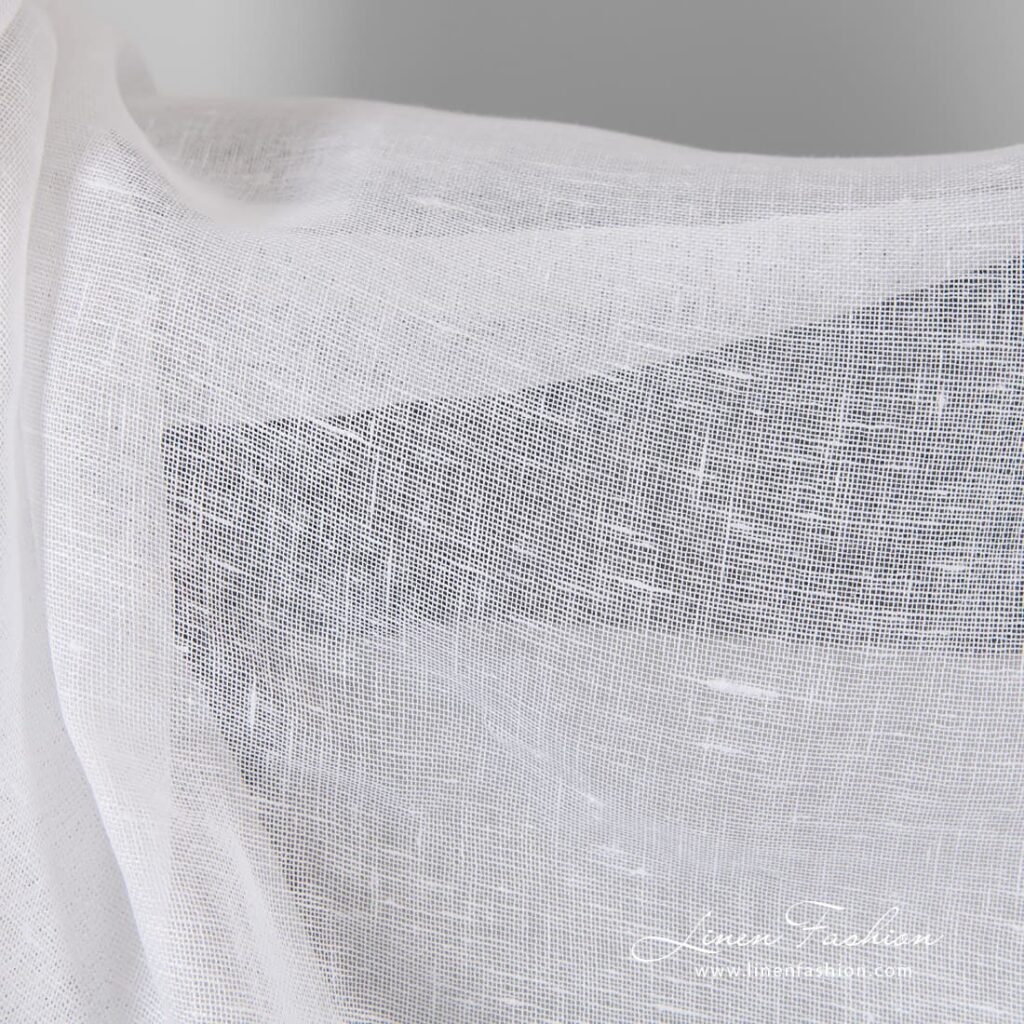 Tissu de lin uni transparent blanc optique 4 Lightweight transparent linen fabric