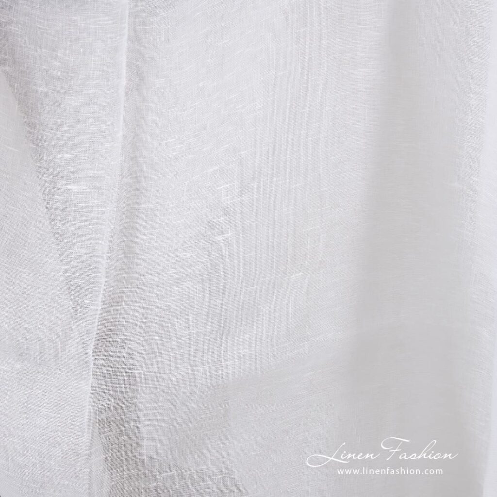 Tissu de lin uni transparent blanc optique 5 100% linen optical white fabric