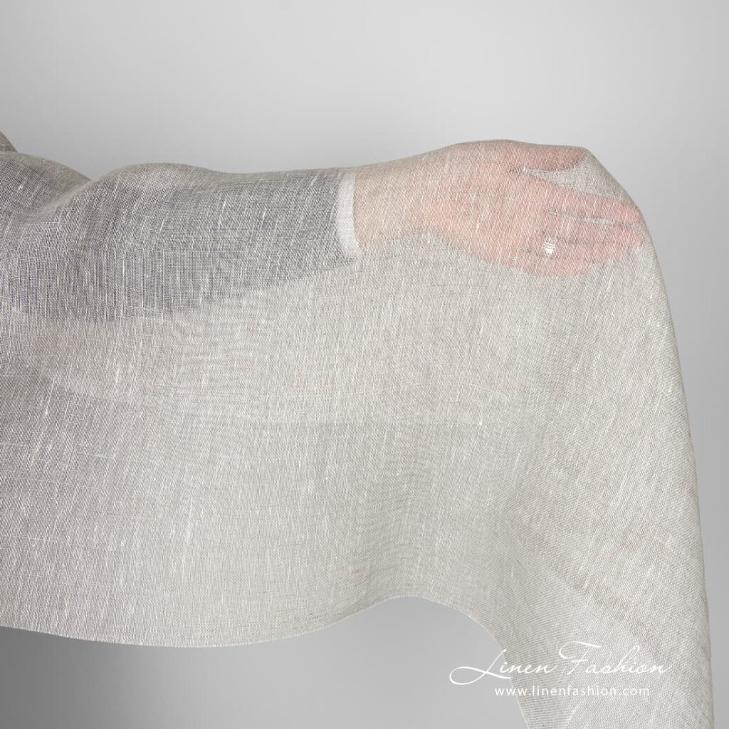 Tissu de lin transparent en gris clair 1 Transparent linen fabric in light grey