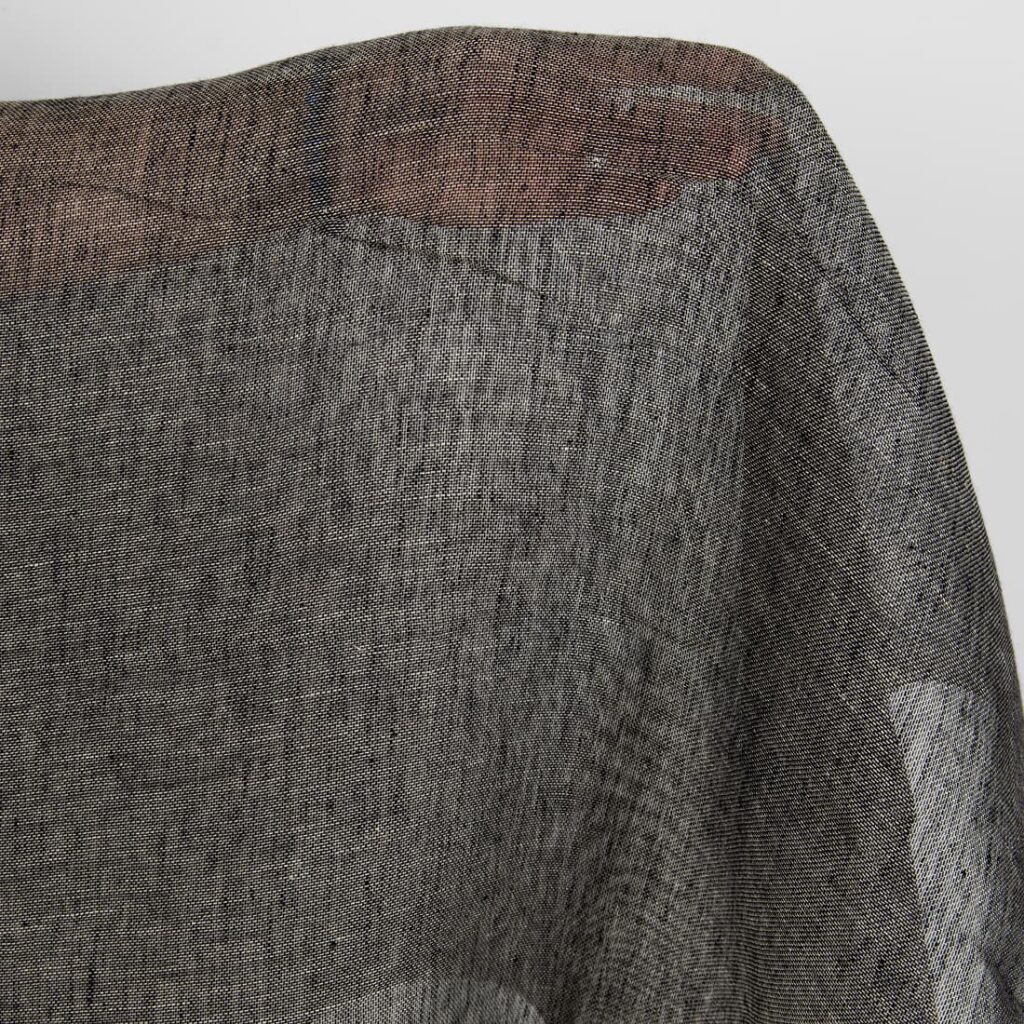 Tissu en lin transparent noir et naturel 3 Black and natural transparent linen fabric product photo