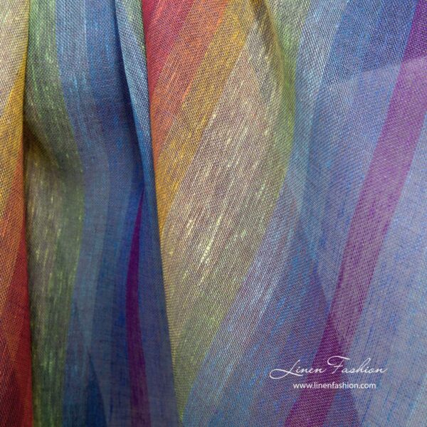 Tissu de lin arc-en-ciel transparent