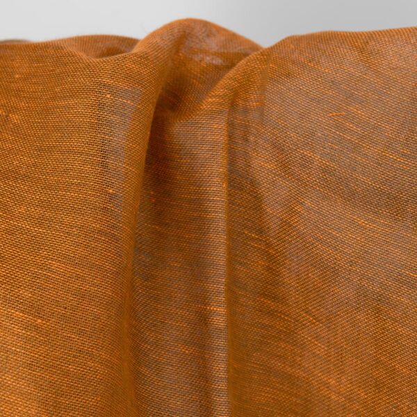 orange brown gauze linen fabric, mix of dyed yarns.