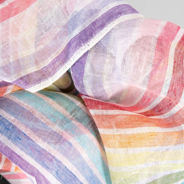Rainbow striped linen fabric for curtains, shawls