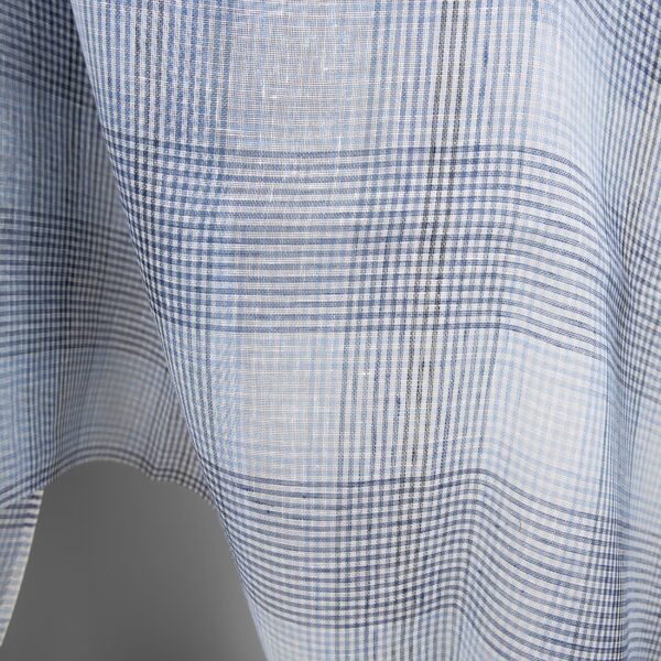 linen blue checks fabric gauze 150cm width