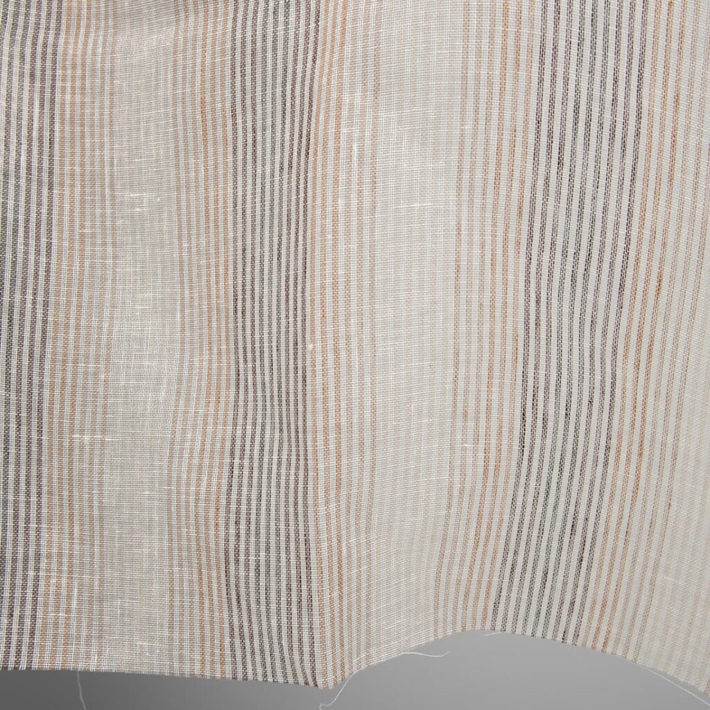 Tissu de gaze de lin à rayures brunes 3 linen gauze brown striped fabric 150cm. width