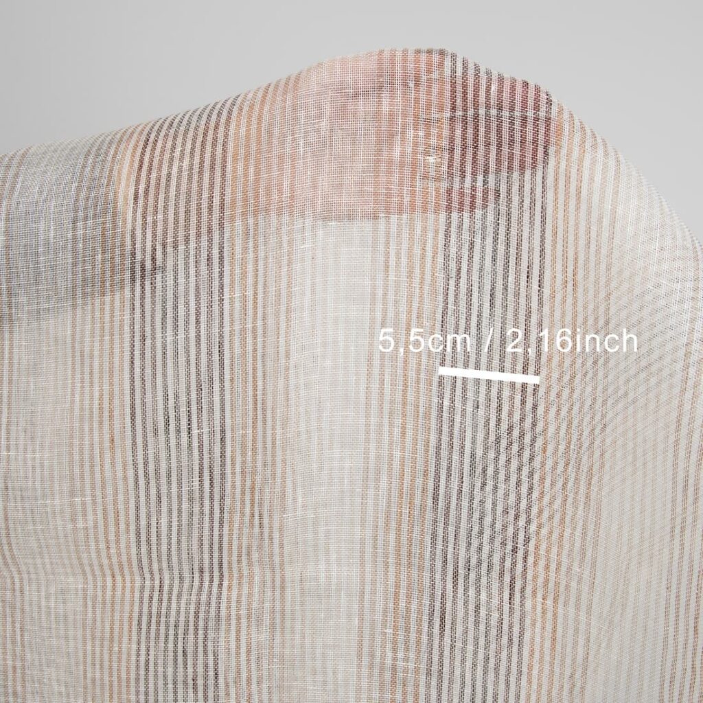 Tissu de gaze de lin à rayures brunes 4 linen gauze brown striped fabric not washed