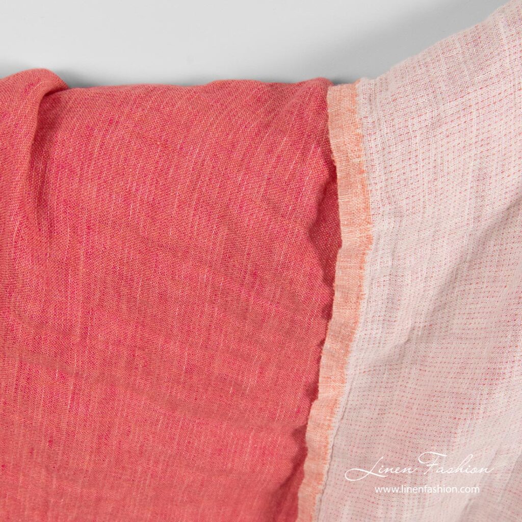 Tissu de lin rose lavé recto-verso 2 Washed linen fabric, double - layer