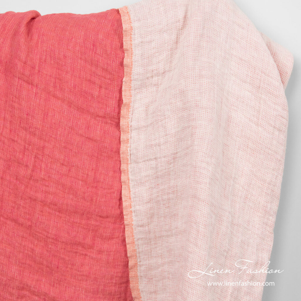 Tissu de lin rose lavé recto-verso 1 Rose linen fabric, washed, double - sided