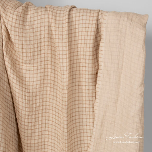 Washed linen double sided sand colour fabric
