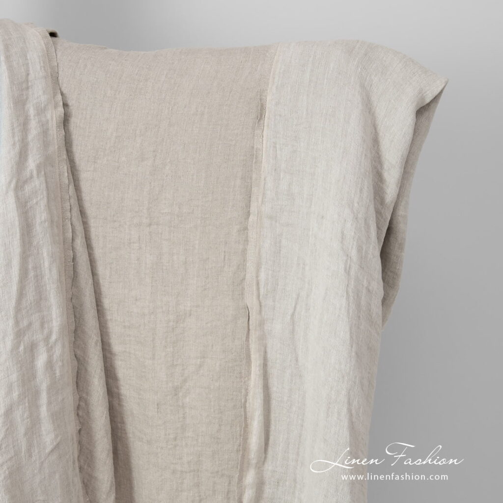 Tissu double face en lin beige lavé 5 beige doublesided linen, washed.