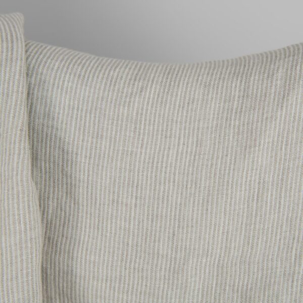 Washed linen fabric in natural and white colour stripes small pattern