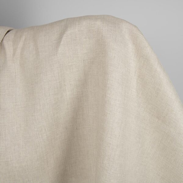 Tissu de lin naturel et blanc à rayures étroites – Image 2