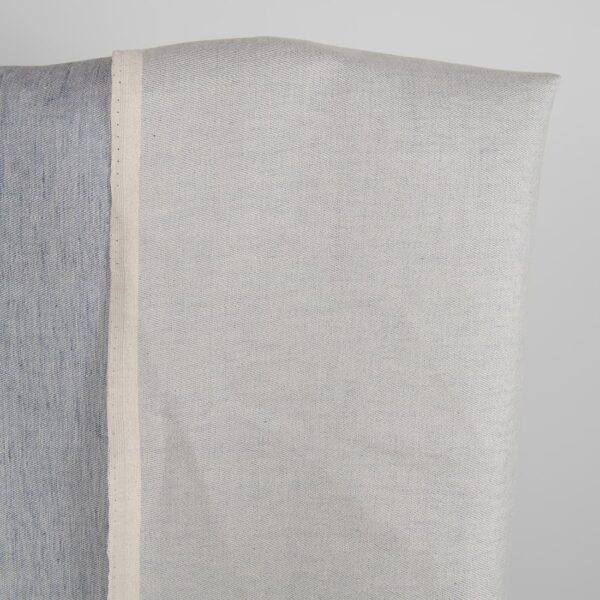 Tissu de lin bleu et gris double face – Image 3