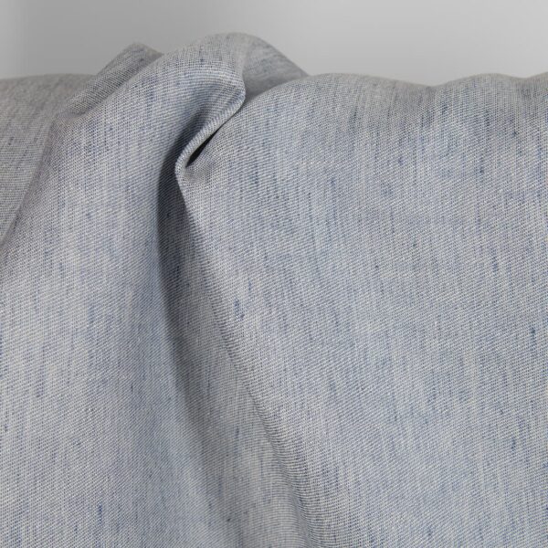 Tissu de lin bleu et gris double face – Image 2