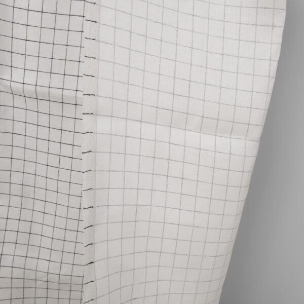 Tissu de lin double face blanc cassé à carreaux noirs – Image 2