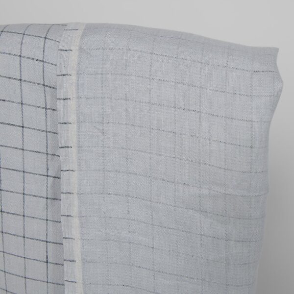 Tissu de lin double face gris clair à carreaux bleus – Image 2