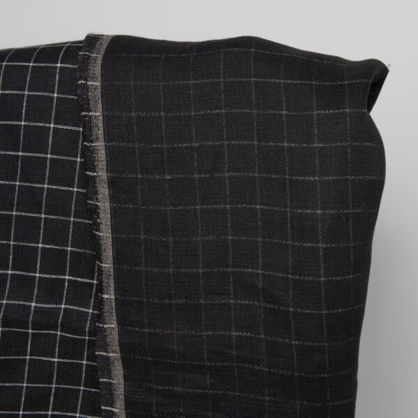 Tissu de lin à carreaux noirs et blancs recto-verso – Image 2