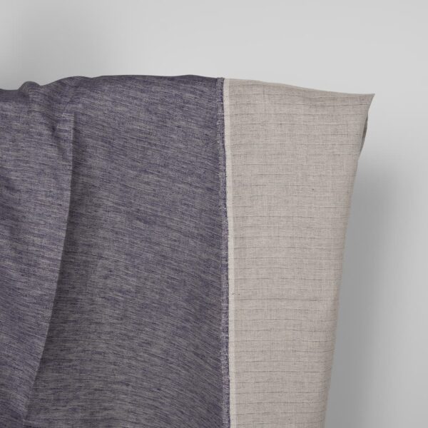 Tissu de lin bleu cobalt et beige double face