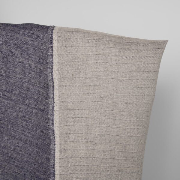 Tissu de lin bleu cobalt et beige double face – Image 2