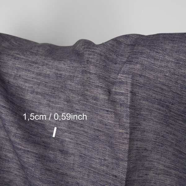 Tissu de lin bleu cobalt et beige double face – Image 3