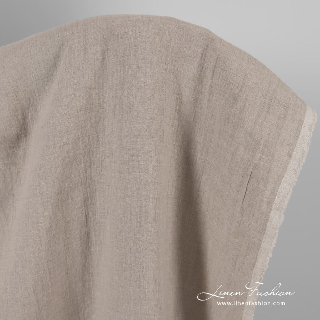 Tissu en lin naturel lavé 2 Linen fabric in natural color