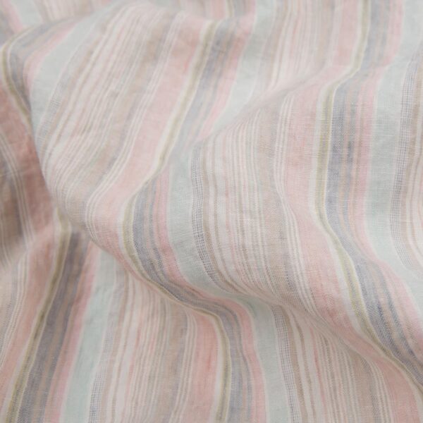 Tissu de lin lavé à rayures multicolores