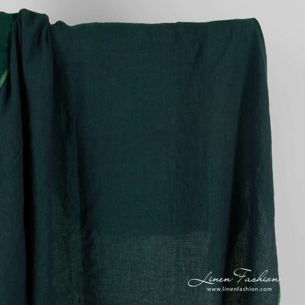 Tissu de lin bleu-vert lavé 1 Blue-green linen fabric