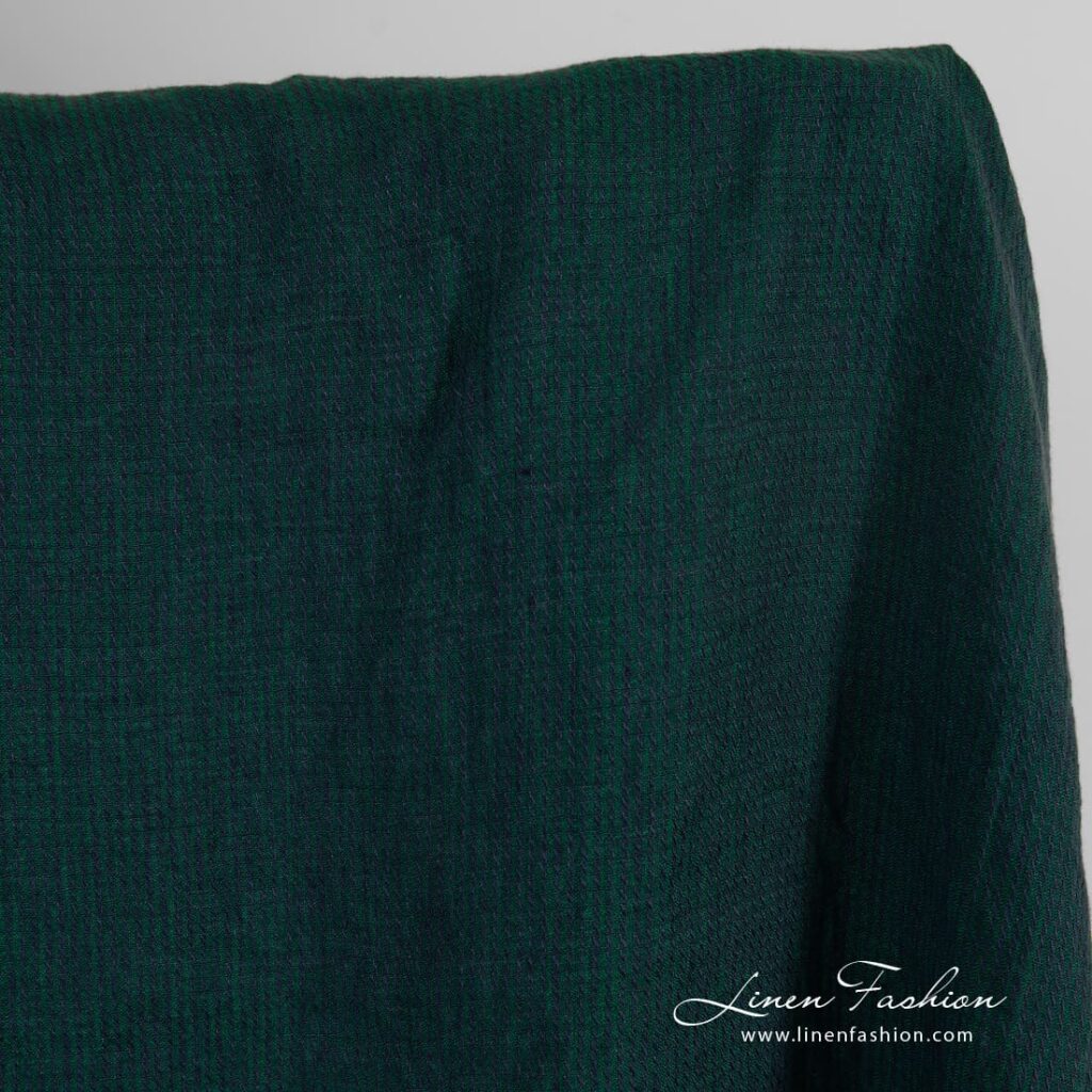 Tissu de lin bleu-vert lavé 2 Blue-green linen fabric, washed