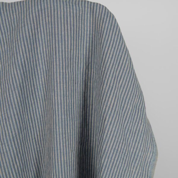 Washed linen fabric with blue stripes 145cm