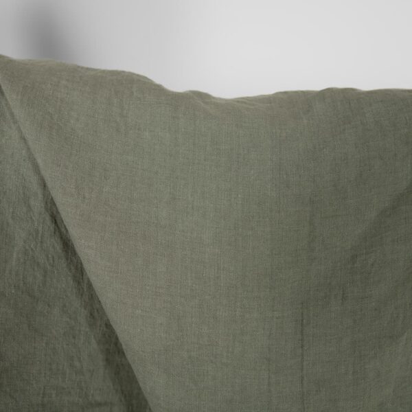 Washed linen fabric greyish green melange, plain weave
