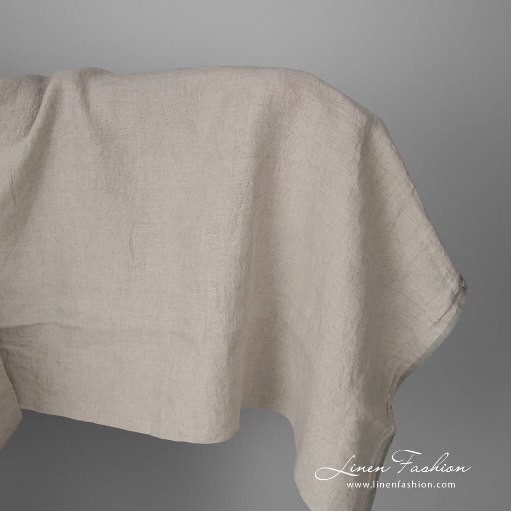 Large tissu de lin gris naturel lavé 1 Wide natural grey linen fabric, washed