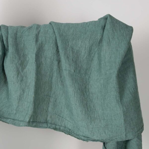 Wide green fabric, washed linen
