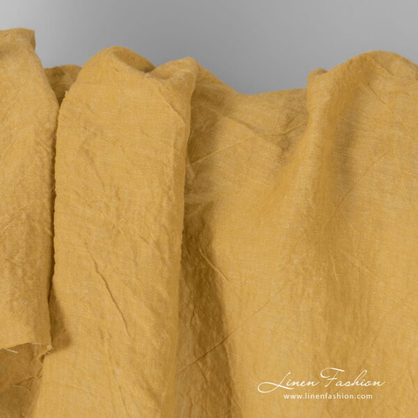 Extra wide yellow fabric, washed linen